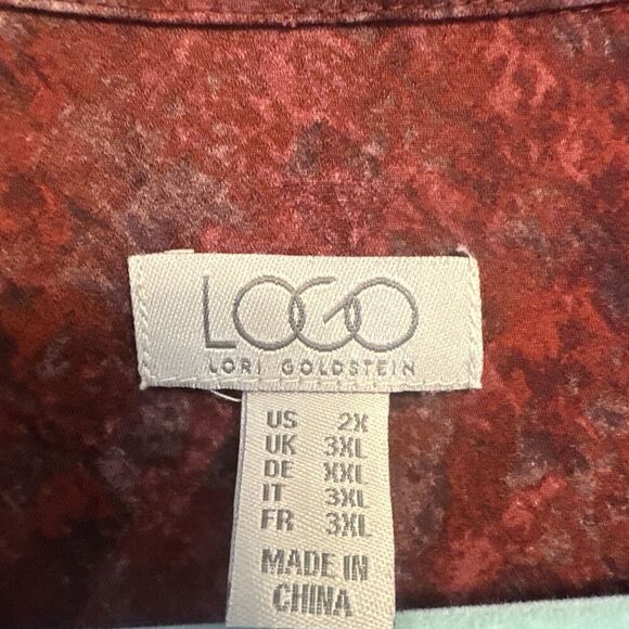 LOGO Lori Goldstein Stretch Woven Button Front Blouse Plus Size 2X Tunic Top - Picture 5 of 10